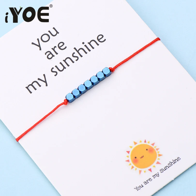Маленькие бусины IYOE Wish Card You Are My Sunshine очаровательные браслеты для женщин и мужчин