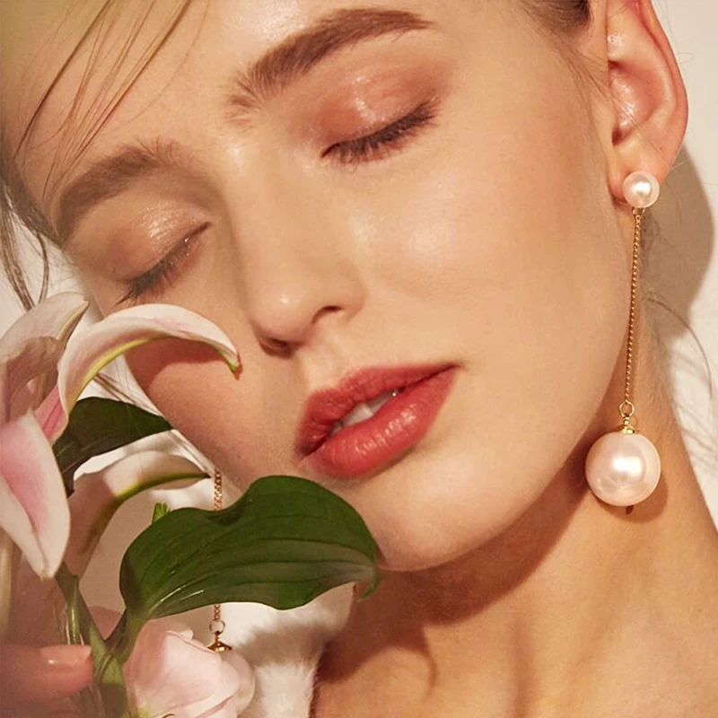 Trendy Elegant Simulated Pearls Long Dangle Earrings For Women Jewelry Pearls String Statement Drop Earrings Wedding Party Gift