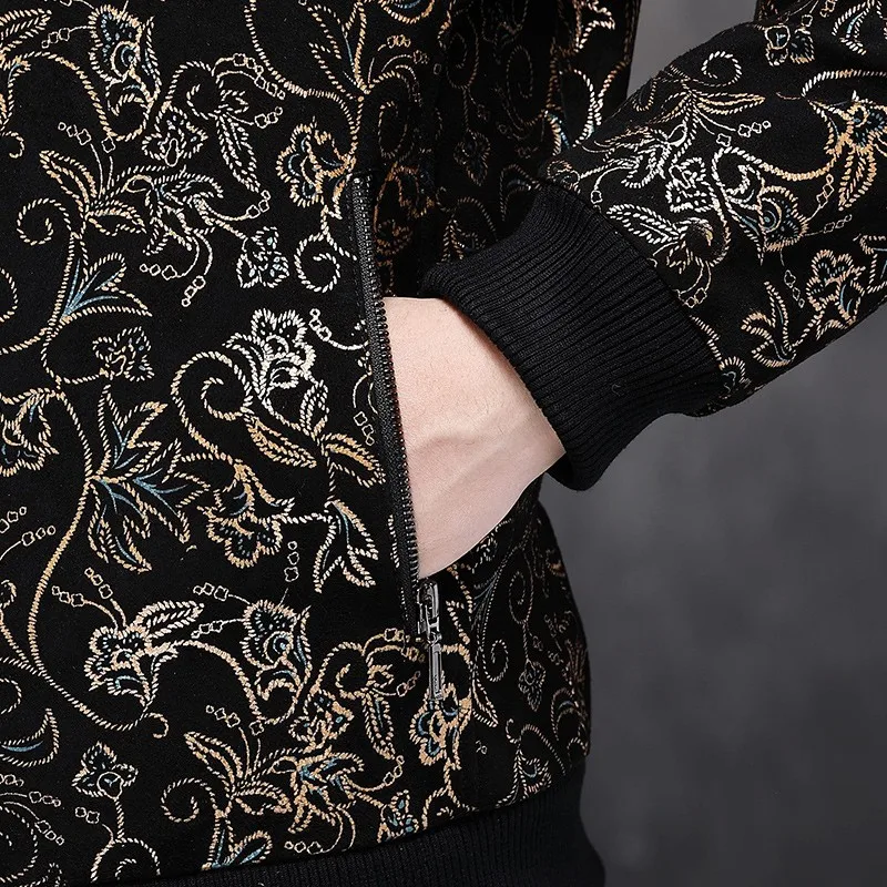 

Luxury Business Mens Real Leather Jacket Fashion Zipper Biker Outerwear Autumn Floral Slim Fit Sheepskin Short Coat Oversize 4XL