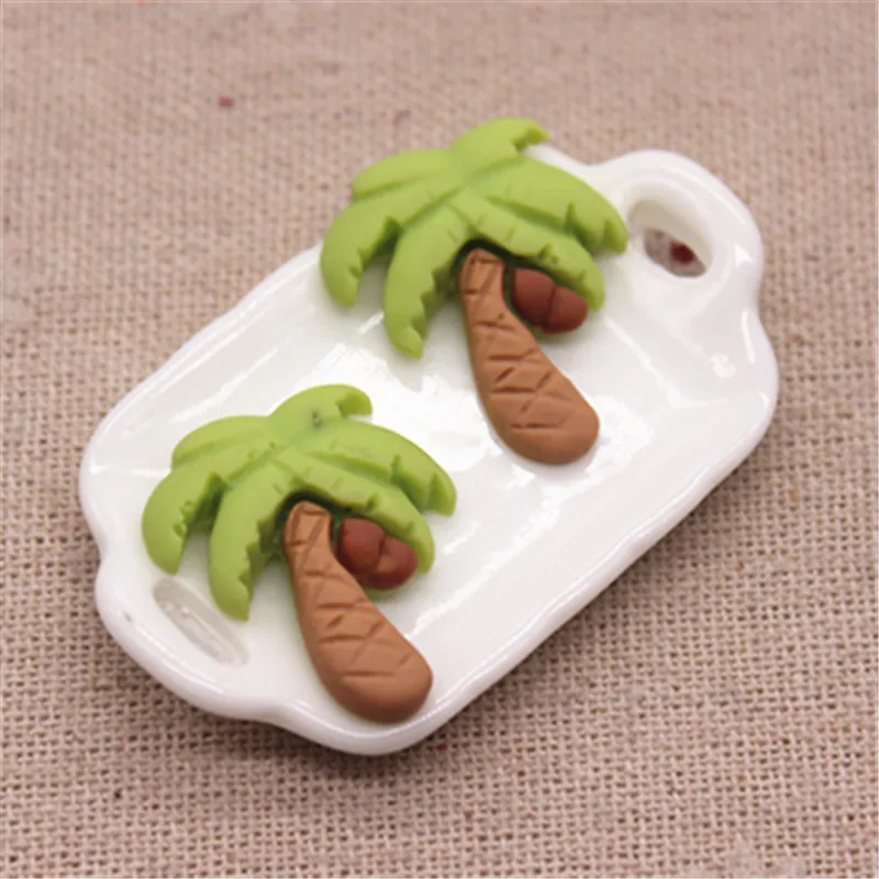 light green 20 шт 21*25 мм смешанные цвета Милая Смола кокосовое дерево резиновые кабошоны миниатюрное Искусство DIY заколки для волос украшения - Цвет: light green
