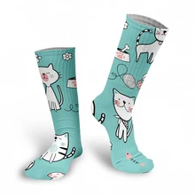 ลายน่ารักผู้หญิงแมวถุงเท้า3D การ์ตูนสัตว์พิมพ์ Unisex ตลกผ้าฝ้ายนุ่มถุงเท้ายาว Harajuku แฟชั่นสำหรั...