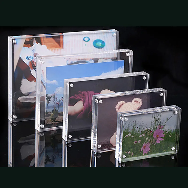 

1pcs Acrylic Photo Frame Non-Toxic Dual-Faced Clear Crystal Photo Poster Table Display Frame Desk Magnet Picture Place Pendant