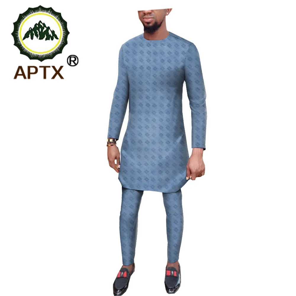 Модный Африканский мужской комплект хлопковый костюм для мужчин жаккардовый топ