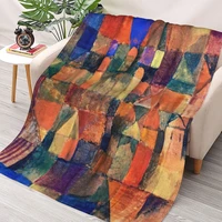 abstract art city with the three domes 1914 painting by paul klee throw blanket sherpa blanket cover bedding soft blankets
