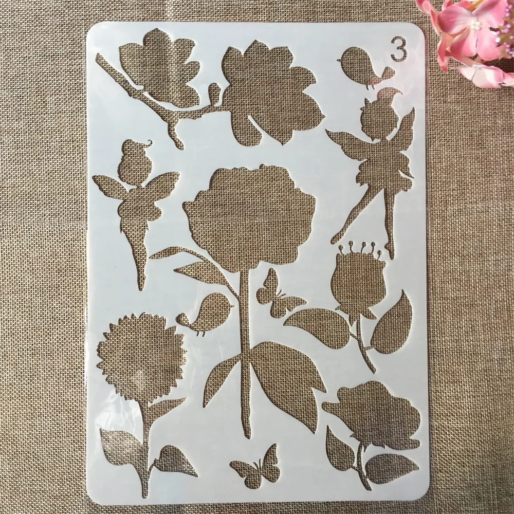 29 см А4 листья Ангел фея девушка DIY ремесло Многослойные трафареты живопись