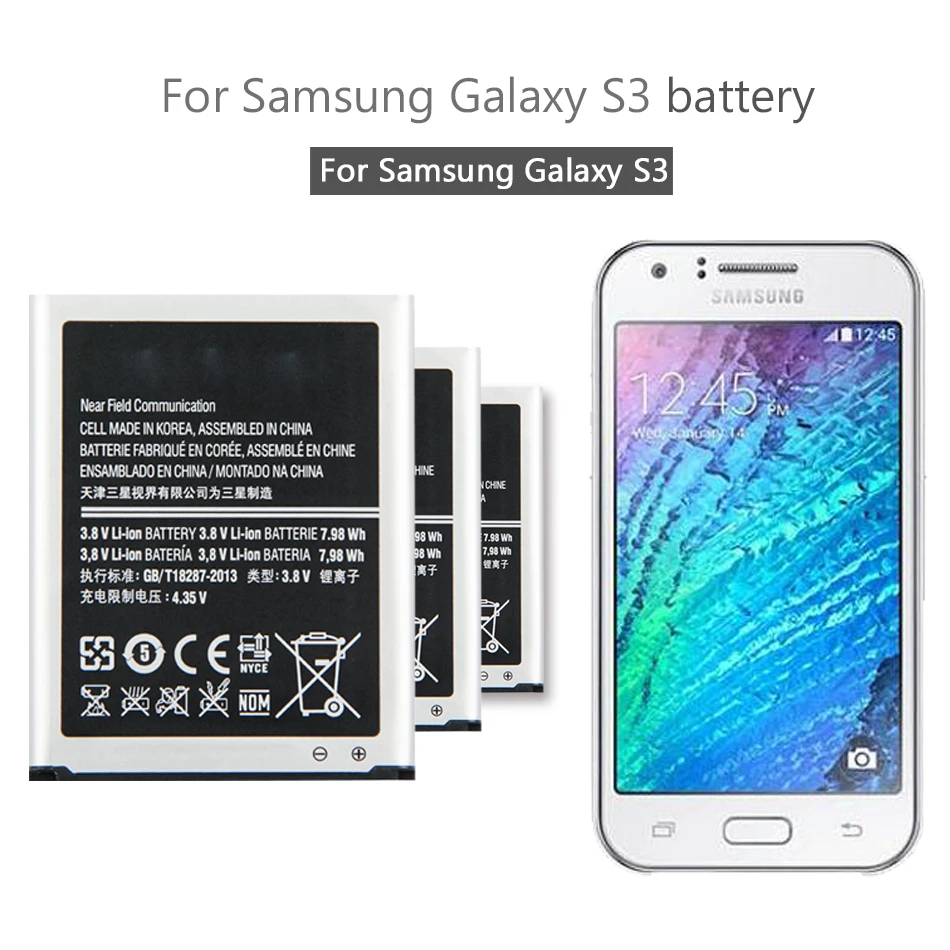 

EB-L1G6LLU 2100mAh Battery For Samsung Galaxy S3 S 3 i9300 i9300i i9082 i9060 R530 Grand EB L1G6LLU Bateria