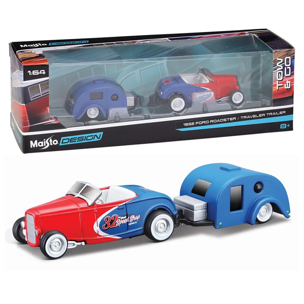 

Maisto 1:64 1932 Ford Roadster / Traveler Trailer trailer model simulation car model alloy car toy male collection gift
