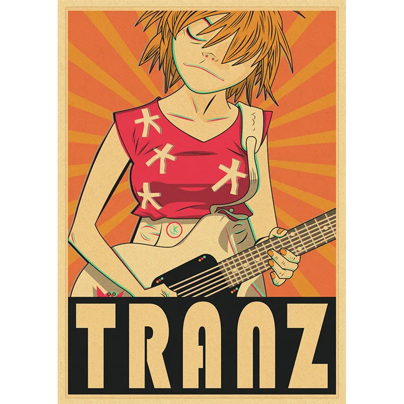 Плакаты Gorillaz из крафт-бумаги в стиле хип-хоп художественные картины Современная