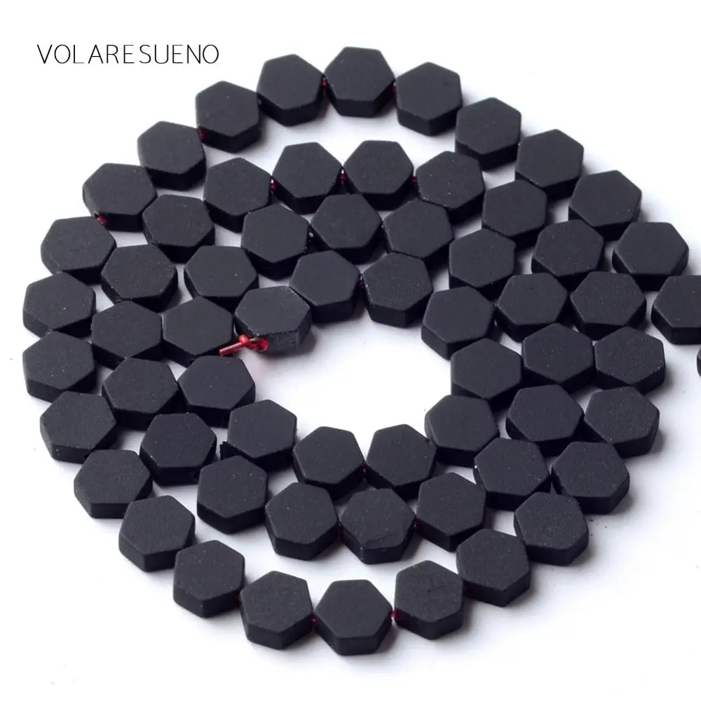 

Natural Stone Black Hematite Matte Stone Rubber Hexagon Beads For Jewelry Making 6mm Spacer Loose Beads Diy Bracelet Strand 15"