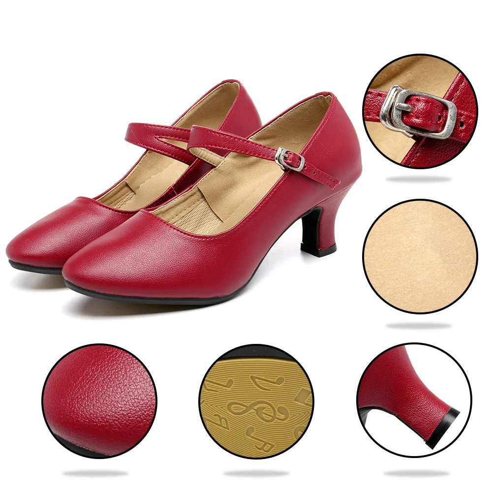 Genuine Leather Women Ballroom Dance Shoes Girls Latin Modern Tango Samba Dancing Shoes Ladies 3.5/5.5CM Soft Suede/Rubber Sole
