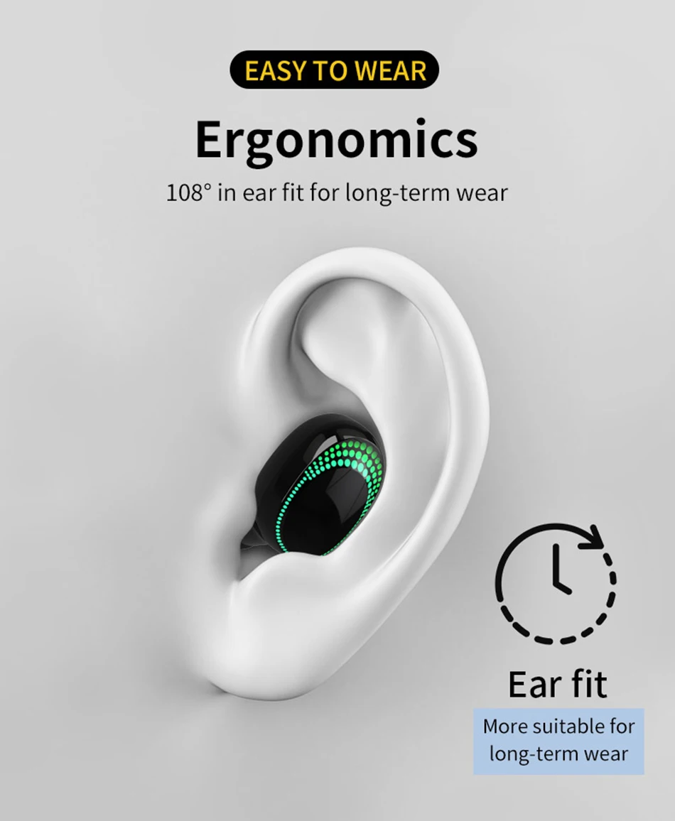 TEBAURRY TWS, беспроводные наушники Bluetooth 5,0, наушники 6D, стерео басовые наушники, мини Беспроводные наушники с емкостью 2200 мАч