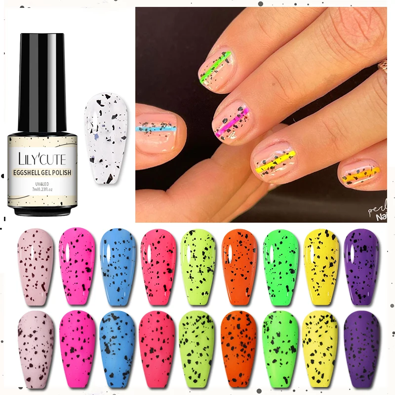 

LILYCUTE 7ml Nail Gel Eggshell Gel Nail Polish Transparent Gel Soak Off Nail Art Gel UV LED Varnish With Any Color Base Top Coat