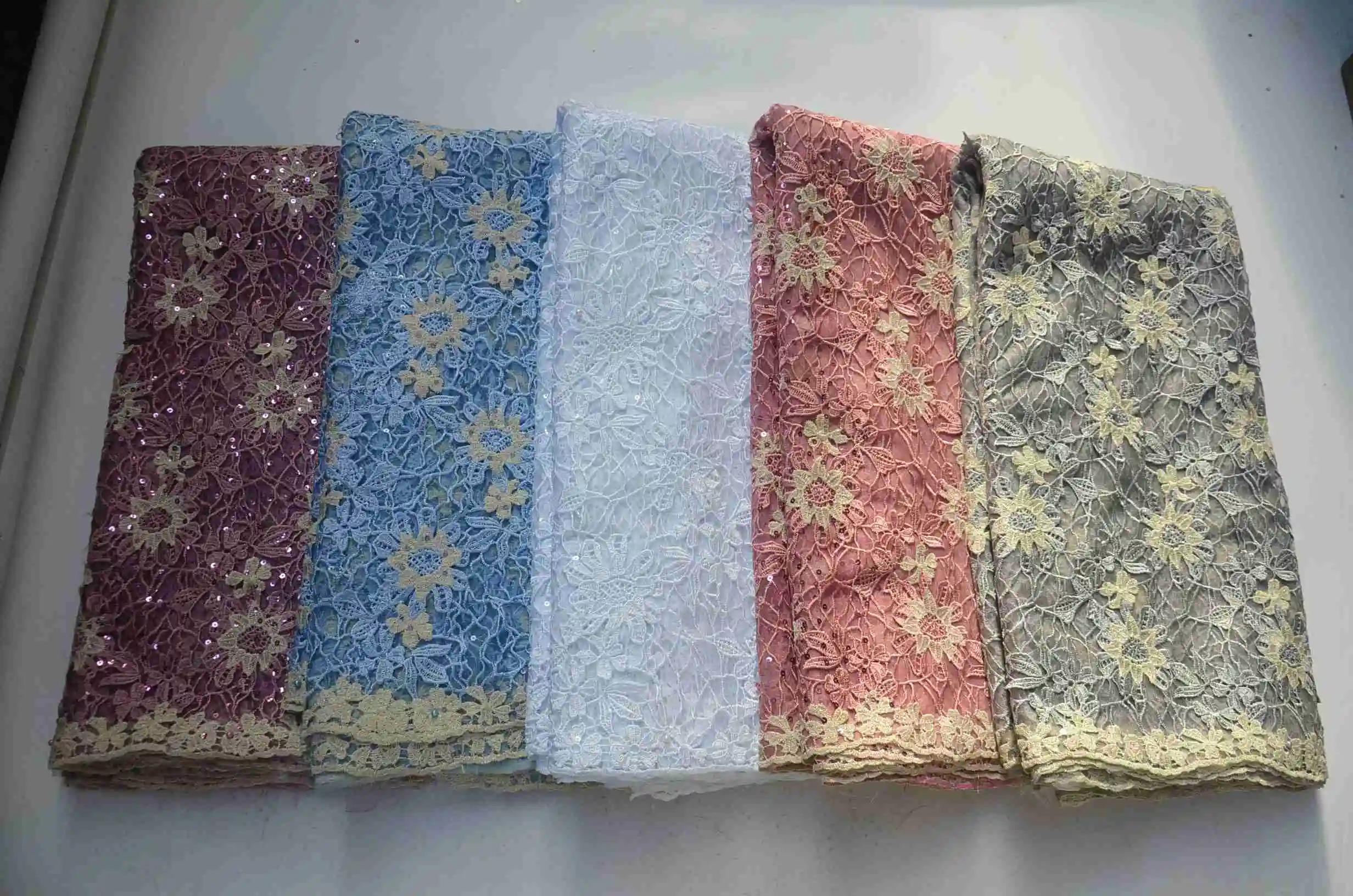 Top Class Neat embroidery guipure lace soft African cord fabric Nigerian Ghana Dubai celebration hollow out with sequins | Дом и сад