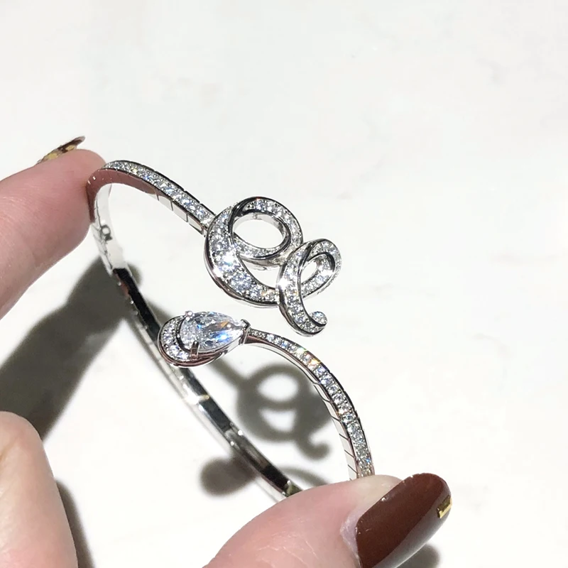 

Women's high quality S925 sterling silver full zircon pear-shaped drop bracelet fashion noble boutique Valentine's Day gift