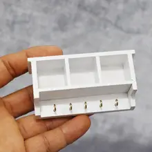 1/12 Mini Dollhouse Wooden Storage Rack with Hook Kitchen Furniture Miniatures Kit Dollhouse Accessories Toys for Kid Gift