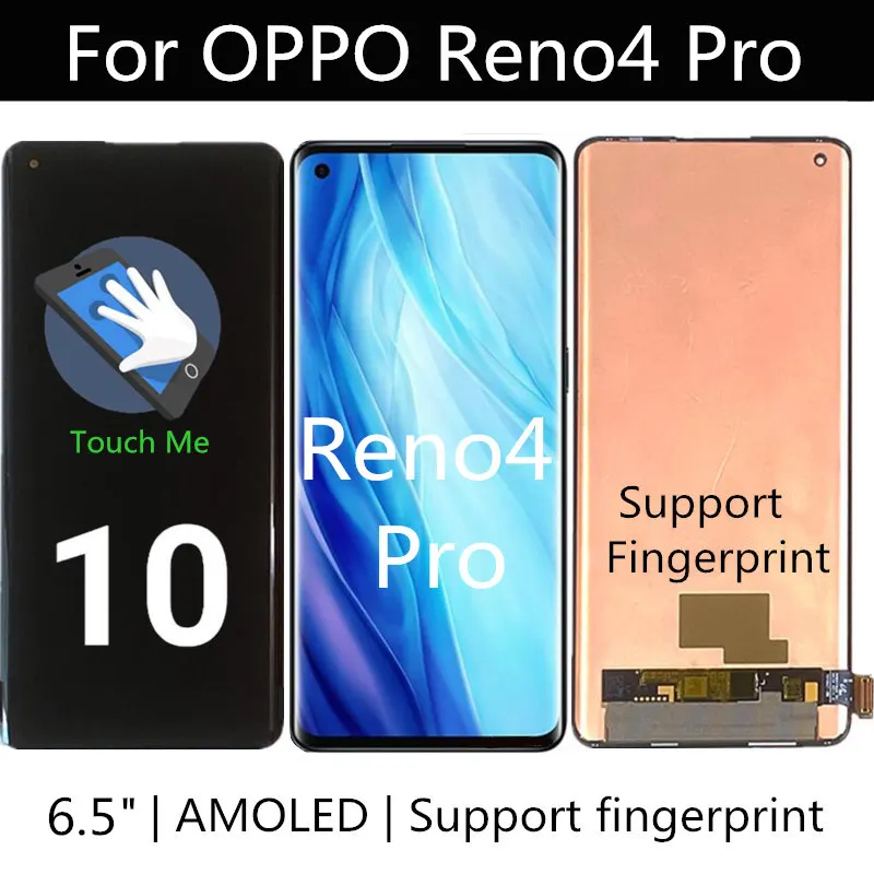 Pantalla LCD AMOLED de 6,5 pulgadas para Oppo, montaje de digitalizador con pantalla t&aacute;ctil para Reno 4 Pro, CPH2109, PDNM00, PDNT00, CPH2089-0