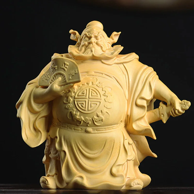 Zhong Kui Deity Chinese Mythology Vanquisher of Ghosts and Evil Wood Statue Boxwood Carving