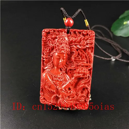 Китайский натуральный красный Органическая киноварь из камня Bodhisattva кулон