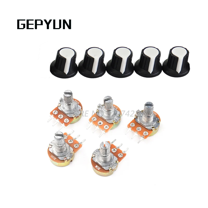 5 комплектов WH148 1 10K 20K 50K 100K 500K Ohm 15 мм 3 штифта линейный подшипник с коническим