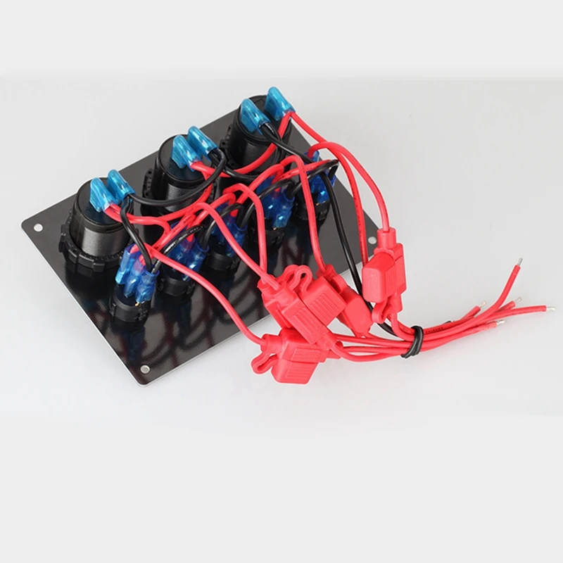 

5 Gang Rocker Switch Panel 4.2A Dual USB Slot Socket Digital Voltage Display for Marine Car Waterproof