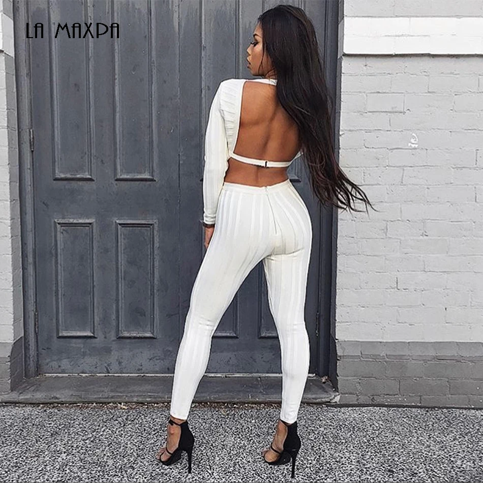 Женский Облегающий комбинезон Novo HOT Moda Elegante Branco 2020|Женские комбинезоны| |
