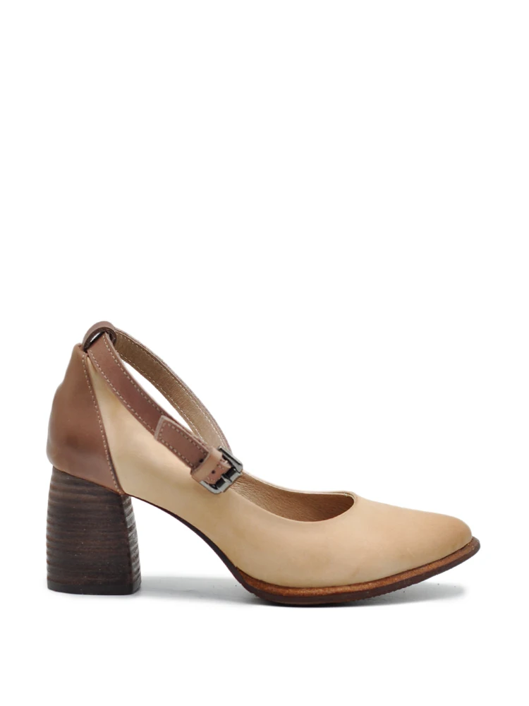 

Artmu Original Vintage 7.7 cm High Heel Shoes Thick Heels WOMEN'S Buckle Shoes Genuine Leather Pumps Pointed Toe Shallow Mouth