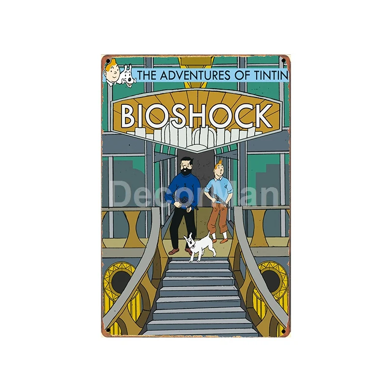 [DecorMan] TINTIN adventures мультфильм жестяная вывеска на заказ росписи картины Бар Декор LT-1828 - Цвет: XR1182