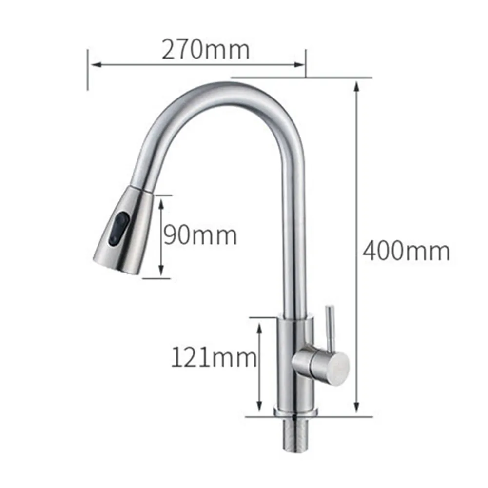 

Stainless Steel Kitchen Faucet Single Handle Pull Out Kitchen Sink Water Mixer Tap 360 Rotation Shower Faucet Stream Sprayer