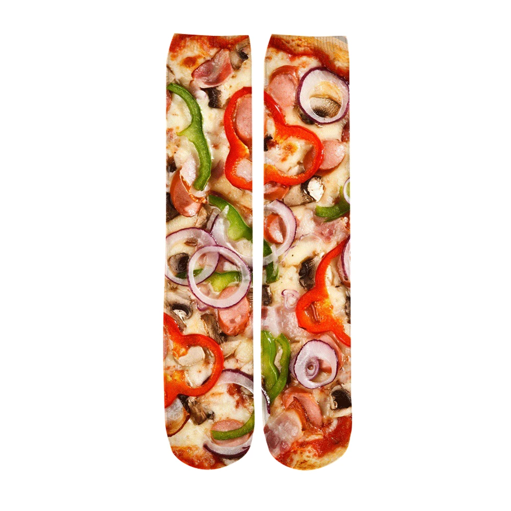 

Новые стильные модные носки CLOOCL с изображением вкусной пиццы, мужские и женские повседневные Прямые носки с 3D принтом
