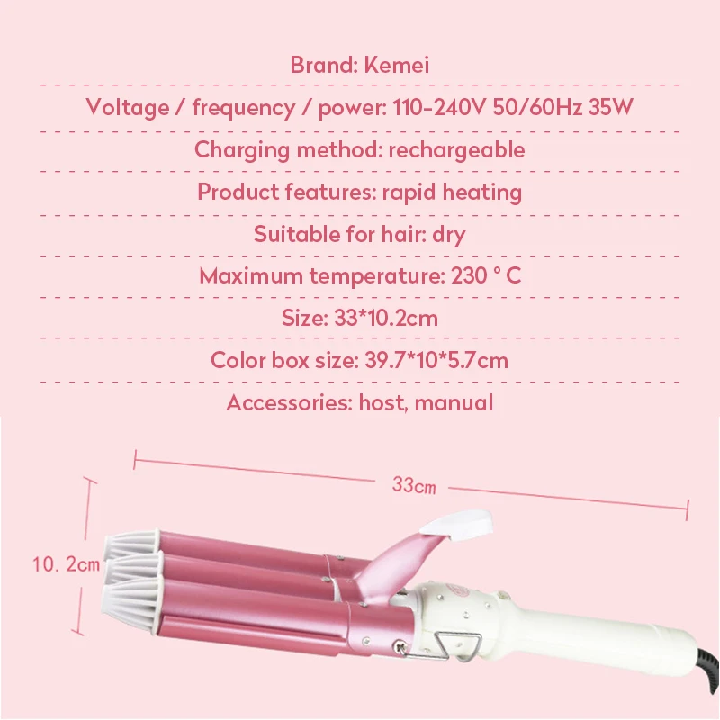 Kemei щипцы для завивки волос Лидер продаж волосы цифровой волны бигуди Керамика