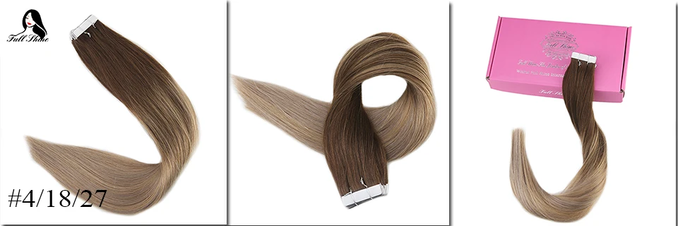 Full Shine Tape in Hair Extensions 50 Gram Glue On Hair Balayage Color Machine Remy Human Hair Extensions Invisible Hair Tapes