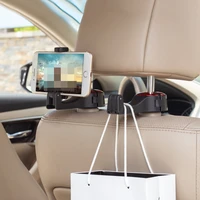 car multi function mobile phone holder hook creative rear headrest black plastic hooks lock type clothes bags hook hang shelf