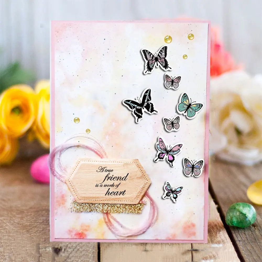 

Butterfly Stamps and Die Transparent stamp Clear Rubber Stamp Scrapbook Paper Craft Knife Mould Blade Punch Stencils Dies