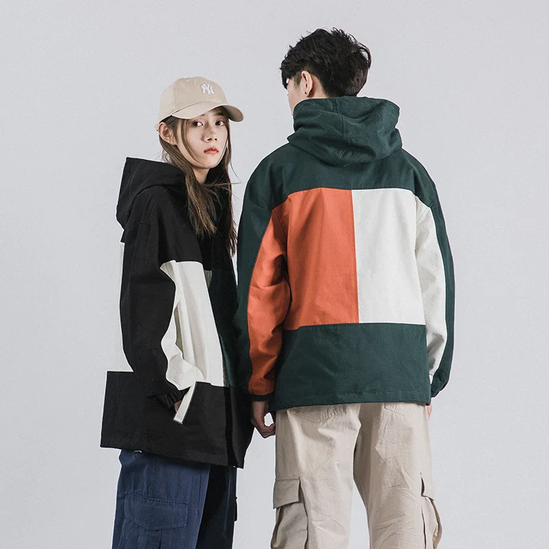 2019 уличная мужская куртка в стиле хип-хоп ветровка Ретро винтажный цветной блок