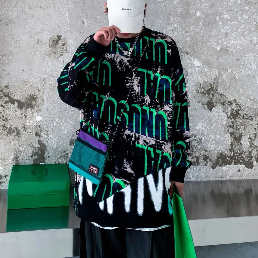 Мужская футболка с длинным рукавом в стиле хип хоп|Мужские футболки| |