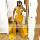 Женское платье с юбкой годе It's yiiya, длинное вечернее платье на одно плечо с разрезом и бусинами в африканском стиле на лето 2019