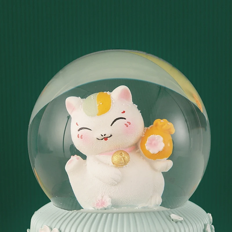 Хрустальный шар Lucky Cat изысканная Музыкальная шкатулка с цветами вишни для
