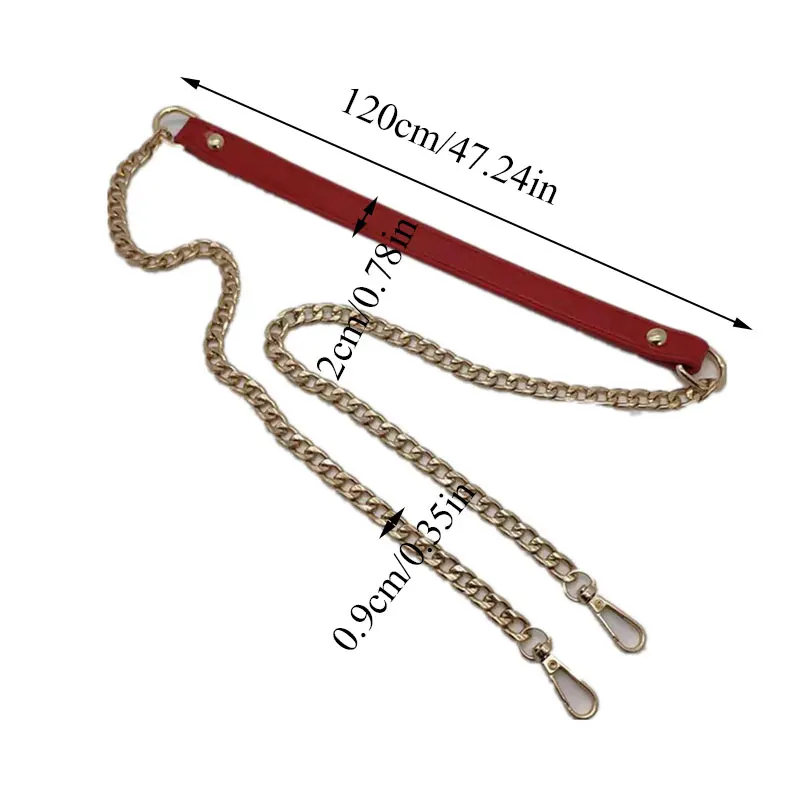 

120cm Shoulder Bag Straps PU leather+Metal Chain Handbag Handle For Women Handbags DIY Chain Strap Replacement Bag Accessories