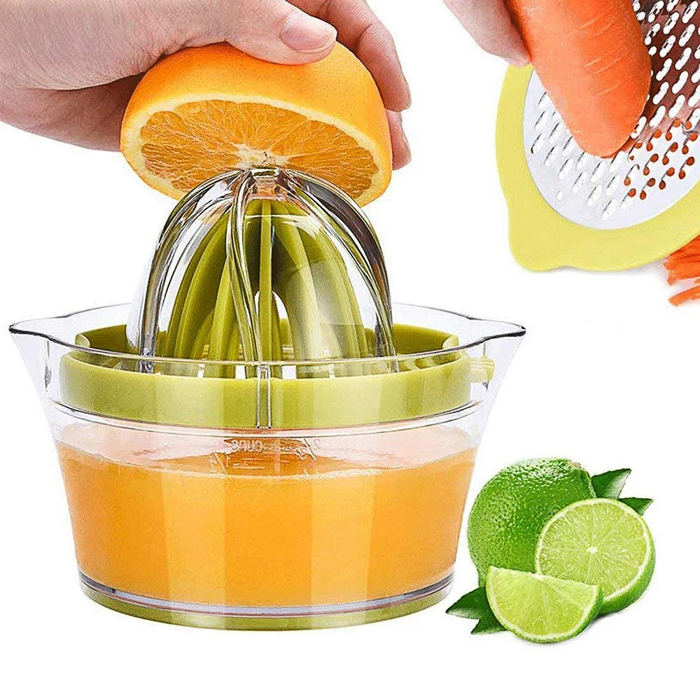 

Manual Lemon Orange Juicer with Built-in Measuring Cup Grater Hand Squeezer Multifunction Reamer Extractor Kitchen Accessories