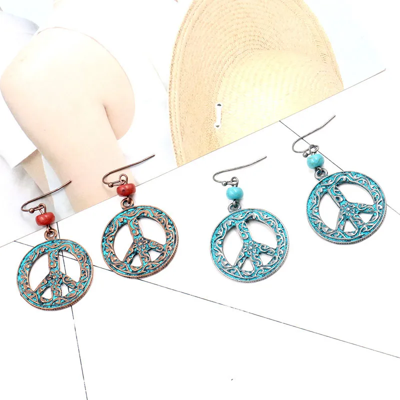 

Original Vintage Jewelry Design Zinc Alloy Fashion Pattern Hollow Art Pendant Ethnic Bohemian Woman Earrings Gift