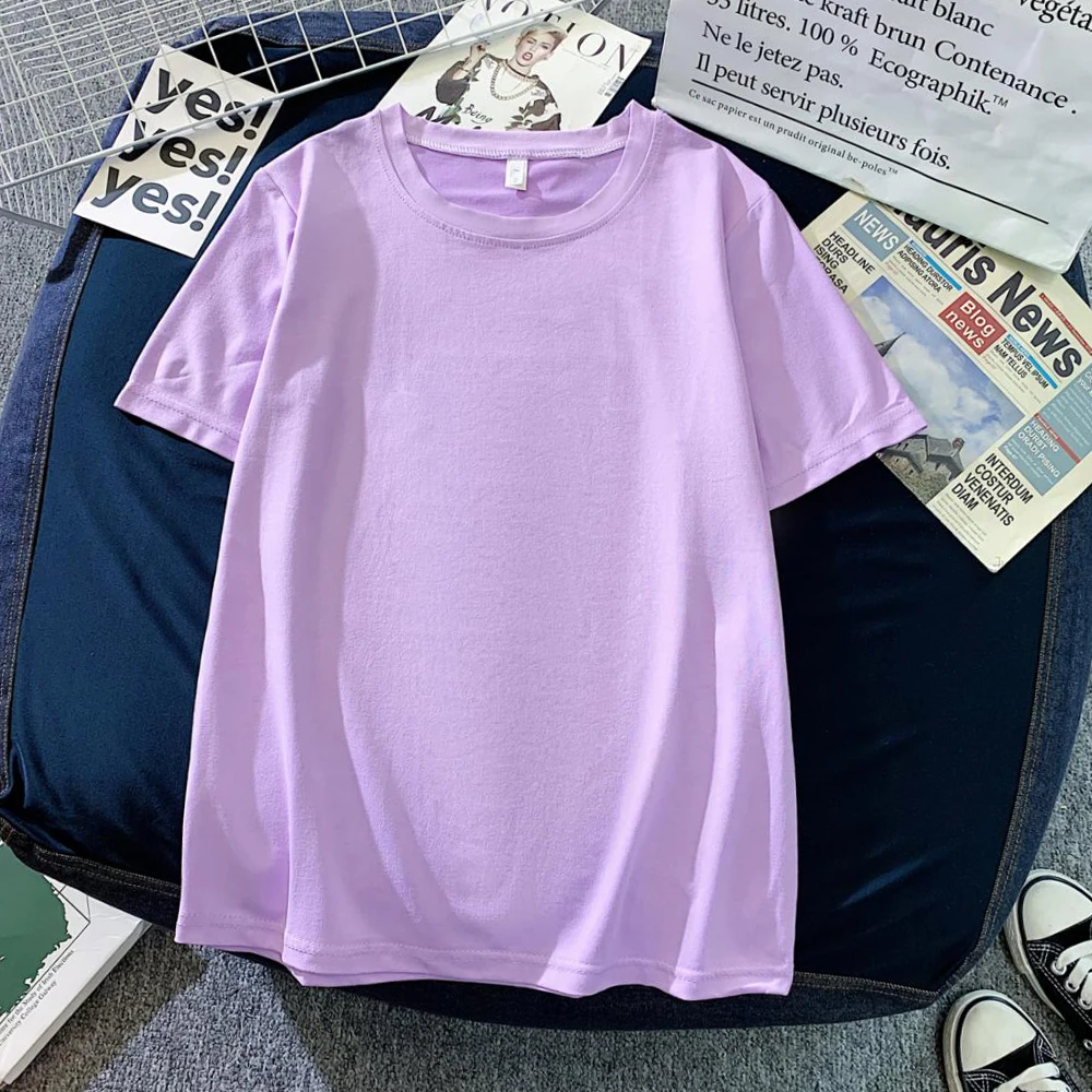 

2021 Women's T-shirt Short-sleeve Women T shirt Loose Short Sleeve Pure Color Sweatshirt Women t shirt T-shirts For Female Tops