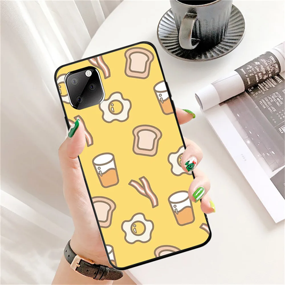 Корейский чехол для Iphone11 11 Pro Max XR Se2 8Plus 6s XS мягкий силиконовый из ТПУ черного цвета