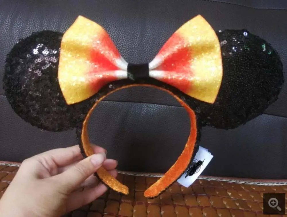 

New Disney Parks Halloween Candy Corn Minnie Ears With Bow Headband