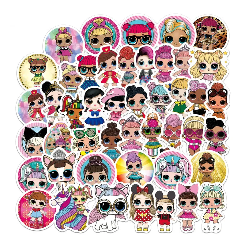 Lol-pegatinas para maleta de mu&ntilde;ecas, pegatinas impermeables para maleta, tel&eacute;fono m&oacute;vil, pegatinas de anime, 50 Uds.-1