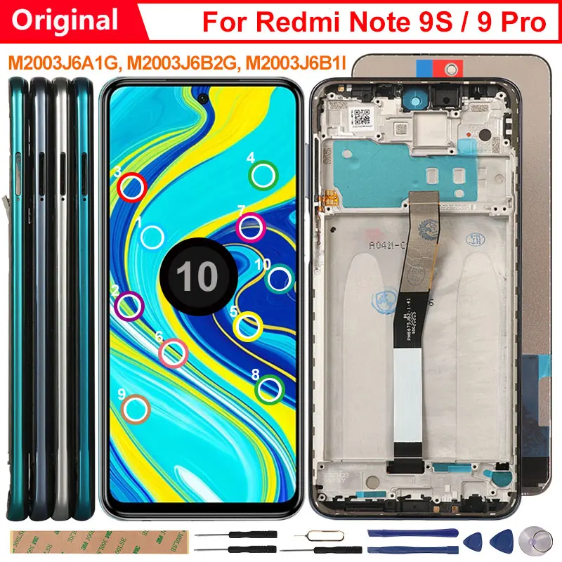 Recambio de pantalla LCD t&aacute;ctil y original para m&oacute;vil, accesorio para Xiaomi Redmi Note 9S, 9 Pro/Max M2003J6A1G M2003J6B2G, 10 unidades-0