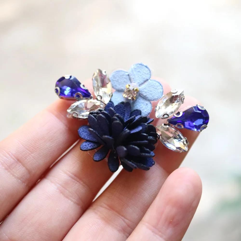3pcs/lot flower beaded appliques patches for clothing DIY iron on rhinestone Embroidery parches bordados para ropa | Дом и сад