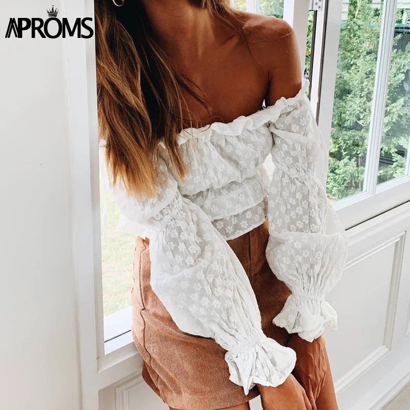 Женская белая футболка с оборками Aproms элегантная шифоновая укороченная