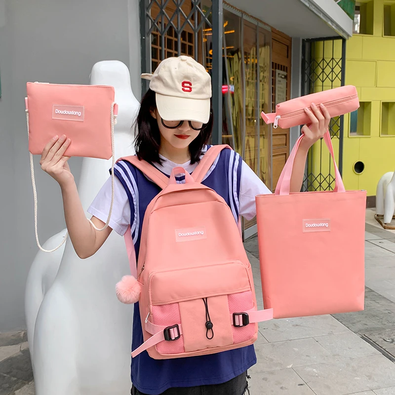 

4 Pcs/Set School Bags for Teenage Girls 2022 Waterproof Travel Backpack Women Book bags Student kid Schoolbag Muchila Escolar