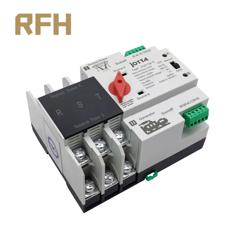 Din рейка W2R 2P/3P/4P 16A 32A 63A 80A 100A 125A 220V автоматический переключатель электрические