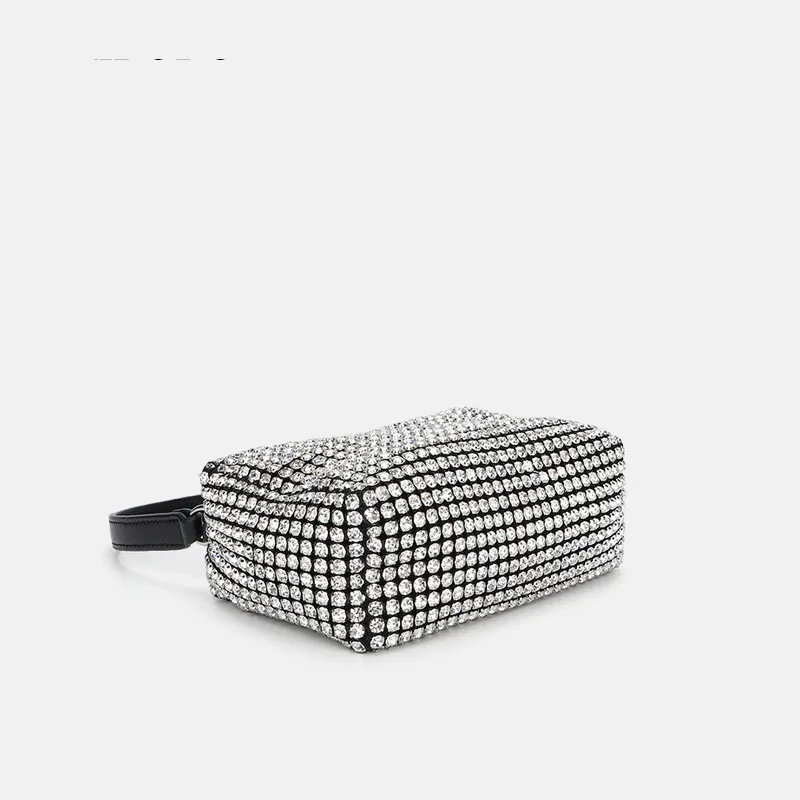

Crystal Diamond Designer Handbags High Quality Luxury Sling Bag Tote Small Silver Sling Bag for Woman Wedding Disco Party 2021